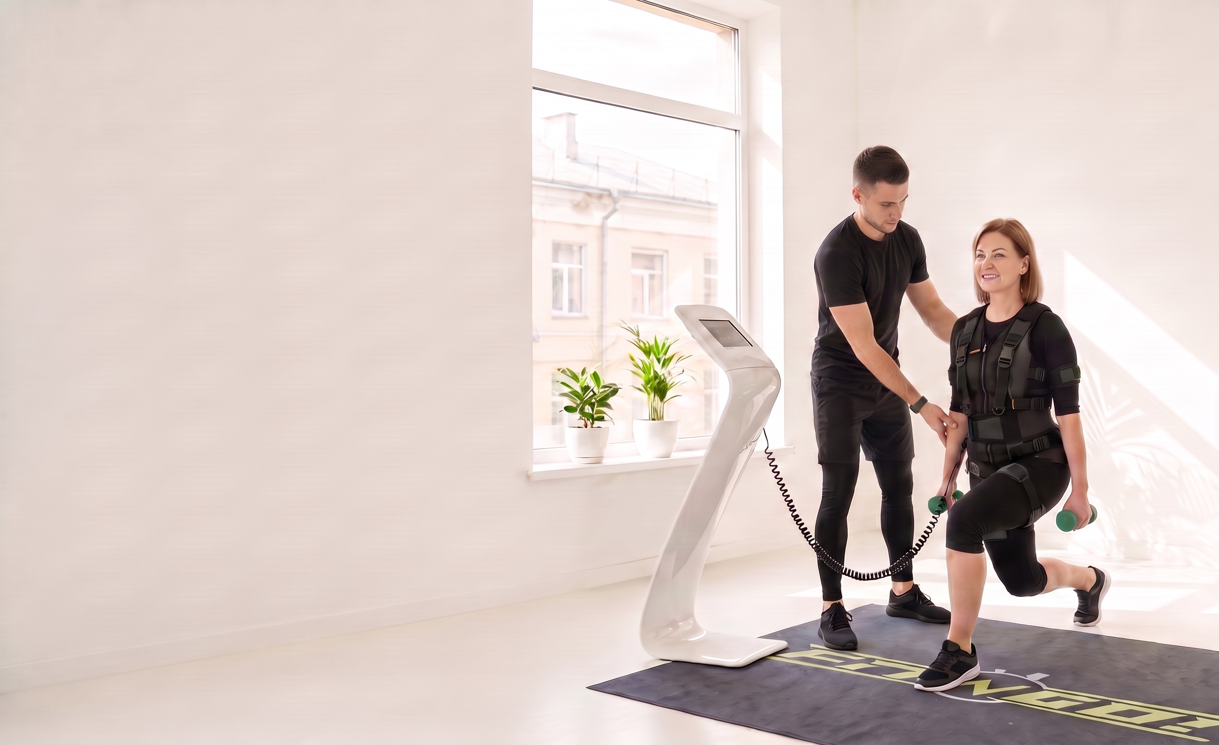 Клиентка FIT-N-GO на тренировке с персональным тренером